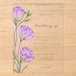 Lila Eustomas Hochzeit Acryleinladungen