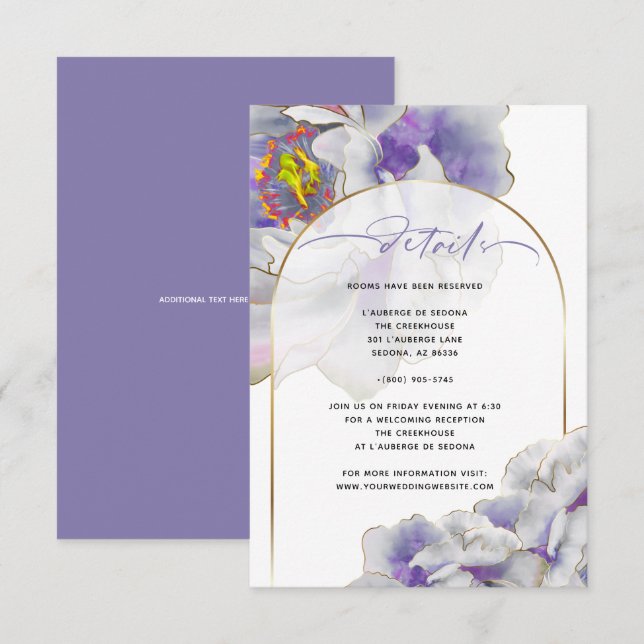 Lila Exotic Floral Details Karte (Vorne/Hinten)