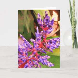 Lila exotische Blüten-Pflanzen-Gruß-Karte Karte