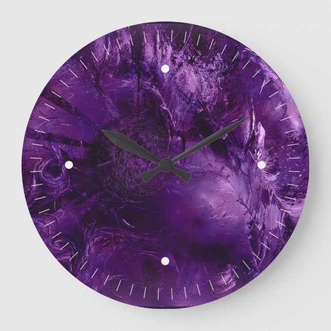 Lila Explosion Große Wanduhr (Vorderseite)