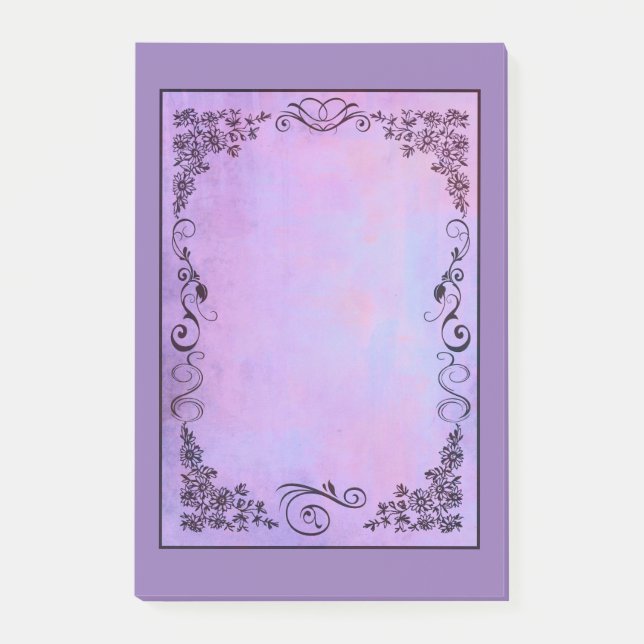 Lila Extravaganter Rahmen Post-it Klebezettel (Vorderseite)