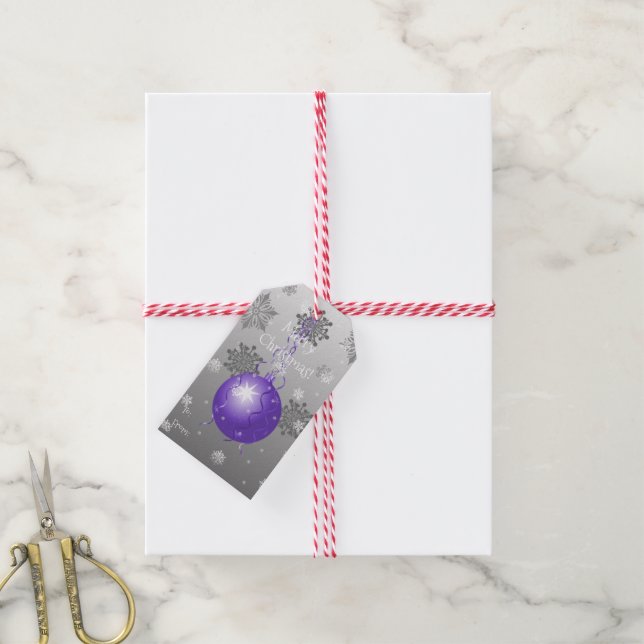 Lila Extravaganter Weihnachtsgeschenk Geschenkanhänger (Mit Garn)