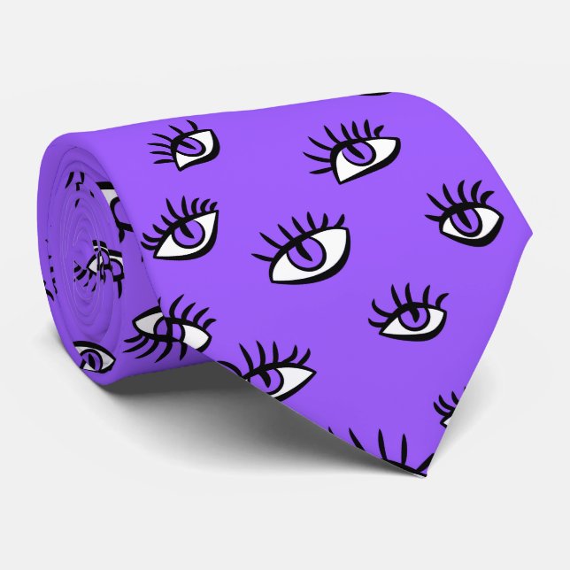 Lila Eyes Halloween Krawatte (Gerollt)