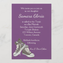 Lila Fade Star Sneakers Bat Mitzvah Einladung