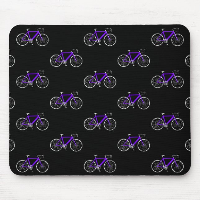 lila Fahrrad auf schwarz Mousepad (Vorne)