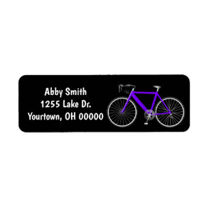 Lila Fahrrad auf schwarzem Etikett