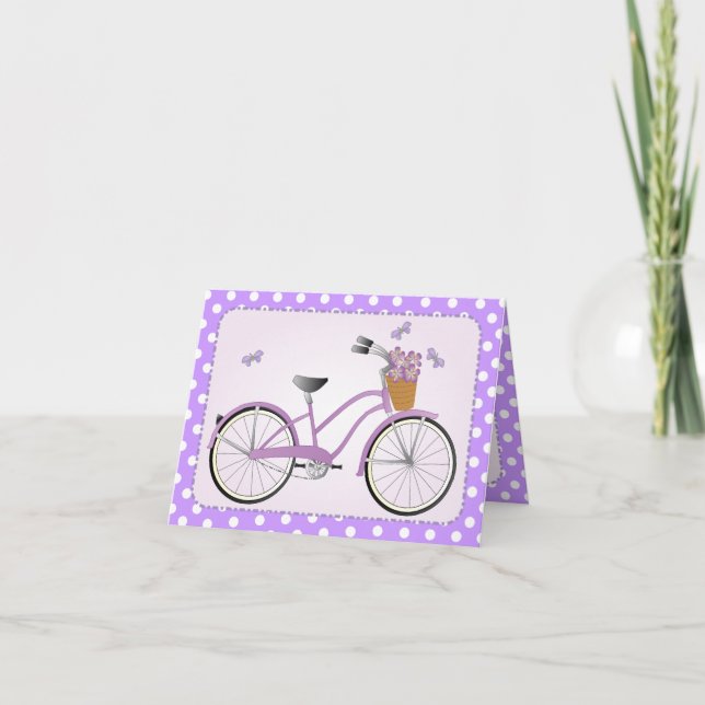 Lila Fahrrad Karte (Vorderseite)