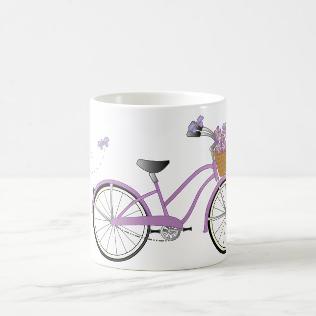 Lila Fahrrad mit Schmetterlingen Kaffeetasse (Mittel)