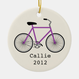Lila Fahrrad-personalisierte Verzierung Keramikornament