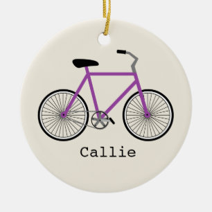 Lila Fahrrad-personalisierte Verzierung Keramikornament