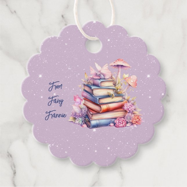 Lila Fairy Book Party Vielen Dank Geschenkanhänger (Vorderseite)