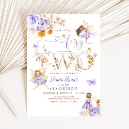Lila Fairy Butterfly Magische Blüte 2. Geburtstag Einladung