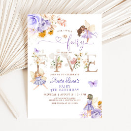 Lila Fairy Butterfly Magische Blüte 5. Geburtstag Einladung