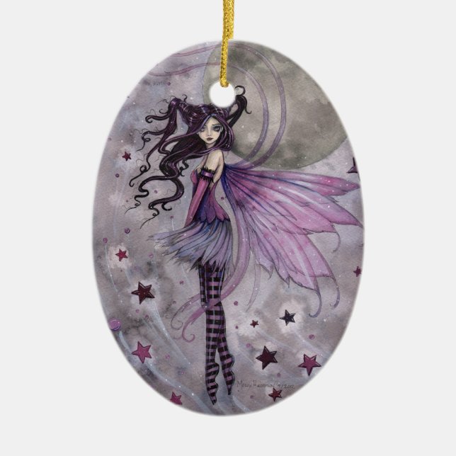Lila Fairy Fantasy Art von Molly Harrison Keramikornament (Vorne)