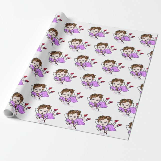 Lila Fairy Flying Gift Wrap Geschenkpapier (Ungerollt)