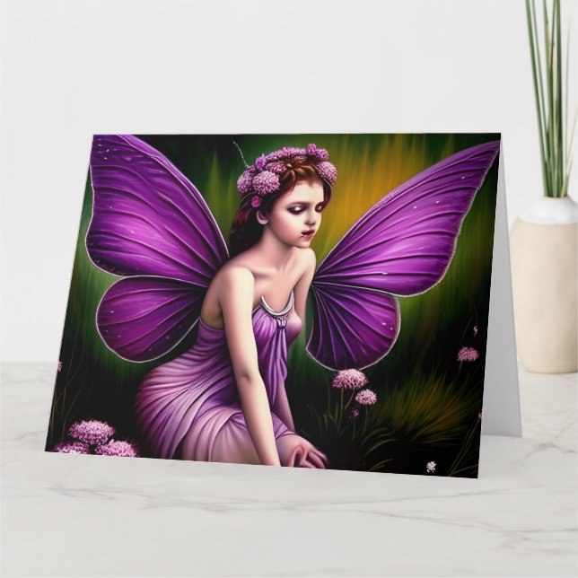 Lila Fairy Magical Woodland Digitale Kunstkarte Karte (Vorderseite)