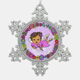Lila Fairy mit Wand Schneeflocken Zinn-Ornament