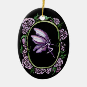 Lila Fairy Rose Garden Gardene Rose Keramik Ornament