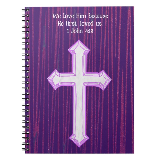 Lila Faith Cross Bible Verse Journal Notizblock (Vorderseite)