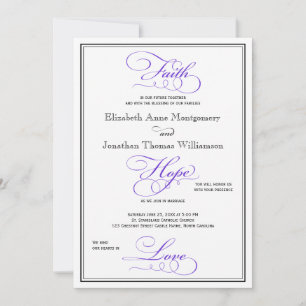 Lila Faith Hope Liebe Skript Hochzeit Einladung