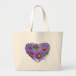 Lila Fall Asters-Wildblume-Matching-Elemente Jumbo Stoffbeutel