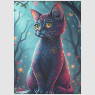 Lila Fantasie Katze Seidenpapier