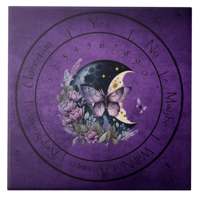 Lila Fantasy Butterfly Pendulum Fliese (Vorderseite)