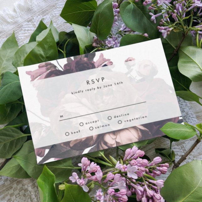 Lila Fantasy Floral Rose Wedding RSVP Card Karte (Von Creator hochgeladen)