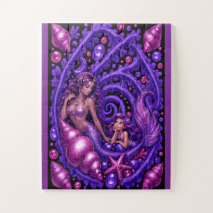 Lila Fantasy Meerjungfrau-Duo Ozeantraum-Kunstpost