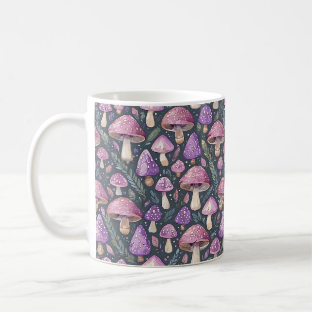 Lila Fantasy Mushroom Nattern Muster Kaffeetasse (Links)