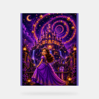 Lila Fantasy Prinzessinnen Schloss Kunst | Magisch Acrylschild