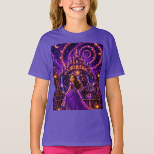Lila Fantasy Prinzessinnen Schloss Kunst Magisch T-Shirt