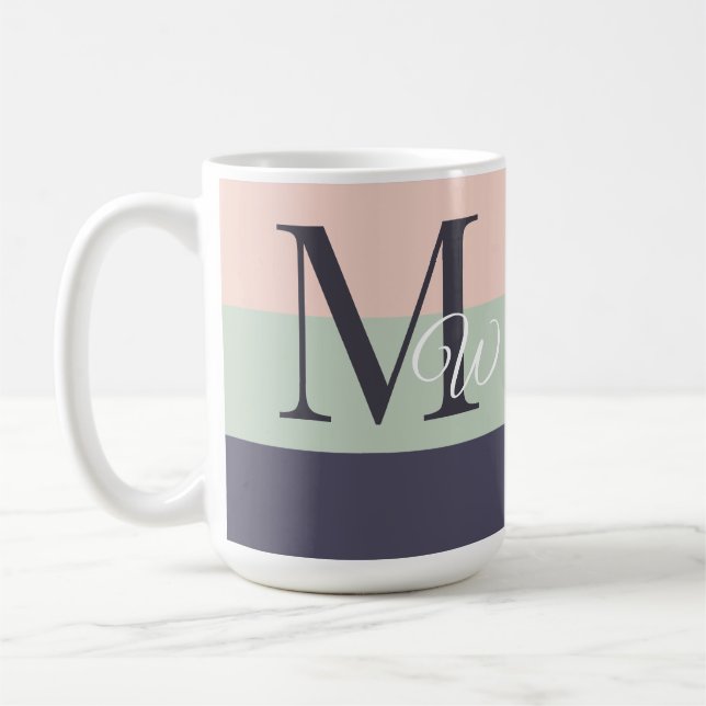 Lila Farbblock für Einfaches und Monogramm Kaffeetasse (Links)