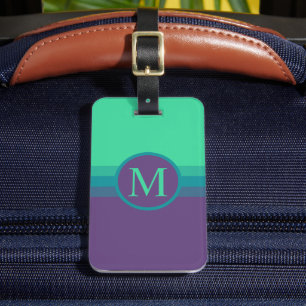 Lila Farbblock mit benutzerdefiniertem, grün Gepäckanhänger