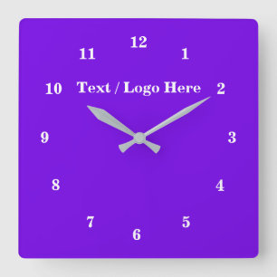 Lila Farbe - Anpassbar - Hinzufügen von Text/Logo Quadratische Wanduhr