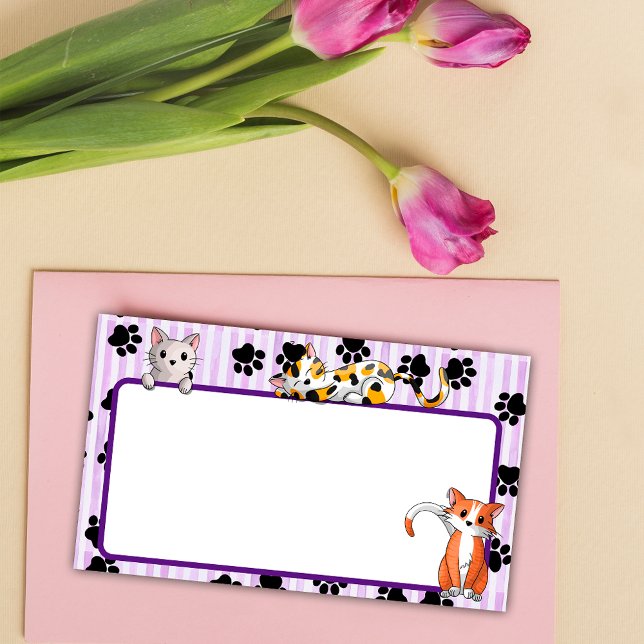 Lila Farbe mit Pfoten niedliche Kätzchen 10" x 6" Post-it Klebezettel (Von Creator hochgeladen)