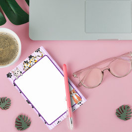 Lila Farbe mit Pfoten niedliche Kätzchen 4" x 6" Post-it Klebezettel