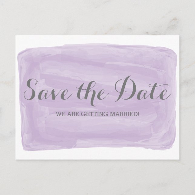 Lila Farbe Save the Date Postkarte (Vorderseite)