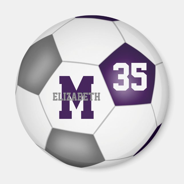 lila Farben für die eigene Fußballmannschaft Magnet (Vorne)