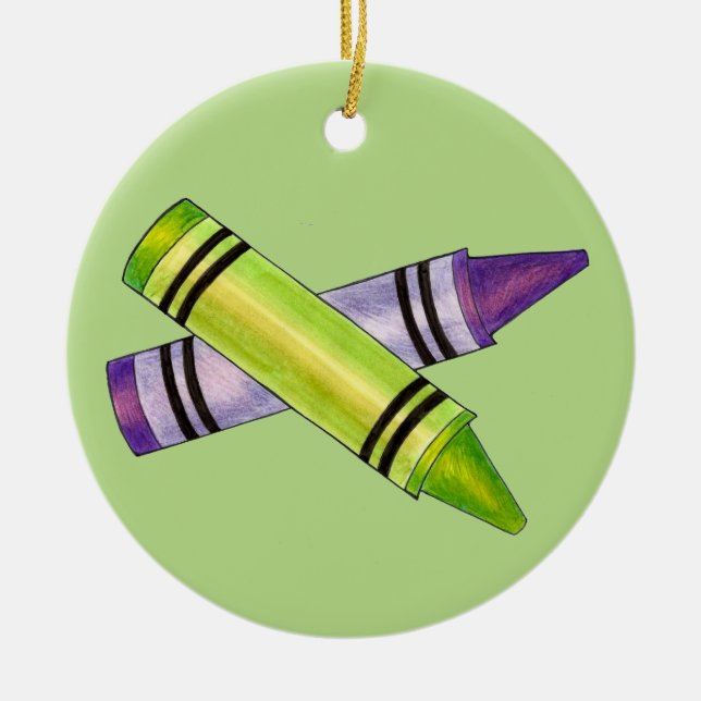 Lila Farben für Grüne Kreuze Keramikornament (Vorne)