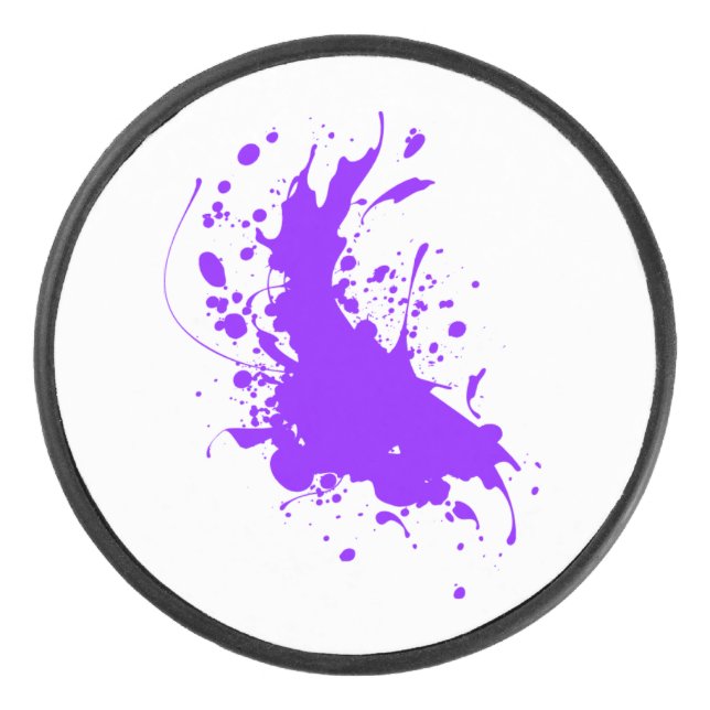 Lila Farben-Spritzer-Hockey-Kobold Eishockey Puck (Vorderseite)