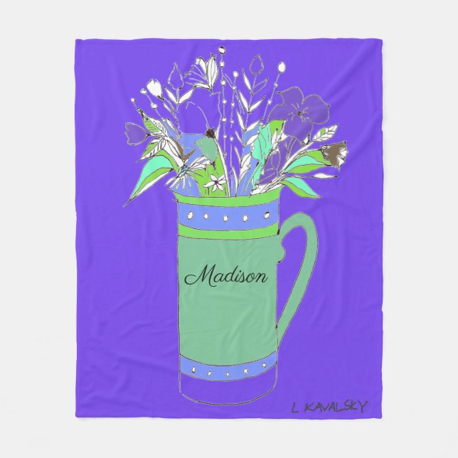 Lila farbige Blume bei Tasse Fleecedecke (Vorderseite)