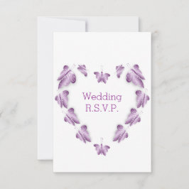 Lila farbige Butterflies-Hochzeit RSVP Karte
