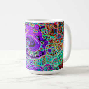 Lila Farbige Groovige Abstrakte Retro Flüssigkeits Kaffeetasse
