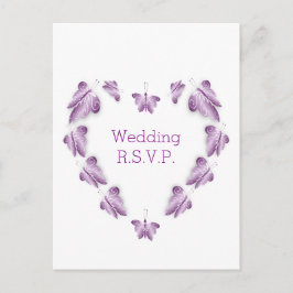 Lila farbige Schmetterlinge für eine RSVP-Hochzeit Einladungspostkarte