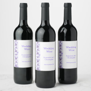 Lila farbige Wisteria Heart Design Wedding Weinetikett