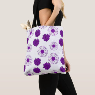 Lila Farbsäulenmuster in der weißen Totttasche Tasche