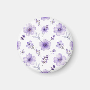 Lila Färbung Flachs Blumen Wasserfarben Muster Magnet