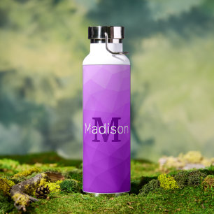 Lila Farbverlauf Geometrisches Maschenmuster Monog Trinkflasche