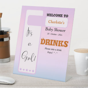 Lila Farbverlauf Süße Augapfel-Baby-Shower-Getränk Sockelschild